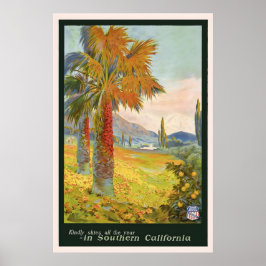 Poster Cartaz de Viagem Antigo da Califórnia do Sul