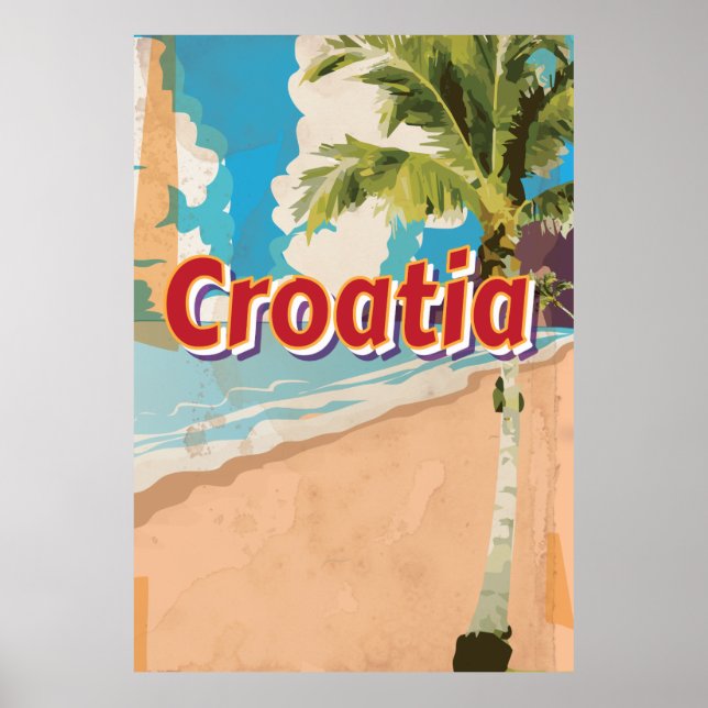 Póster Cartaz de viagem antigo da Croácia (Frente)