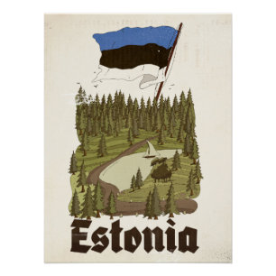 Póster Cartaz de Viagem Antigo da Estônia
