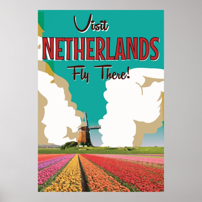 Póster cartaz de viagem antigo da Holanda (Frente)