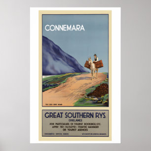 Poster Cartaz de Viagem Antigo da Irlanda Connemara - Enq