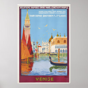 Poster Cartaz de Viagem Antigo da Itália Veneza - Enquadr
