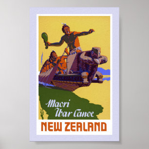 Poster Cartaz de Viagem Antigo da Nova Zelândia Restaurad