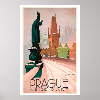 Poster Cartaz de Viagem Antigo da Praga República Tcheca