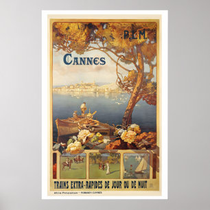Poster Cartaz de Viagem Antigo da Riviera Francesa Cannes