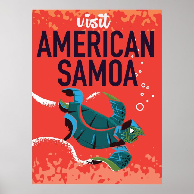 Póster Cartaz de viagem antigo da Samoa Americana (Frente)