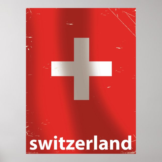 Póster Cartaz de viagem antigo da Suíça (Frente)