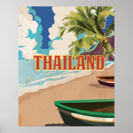 Póster Cartaz de Viagem Antigo da Tailândia