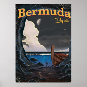 Póster Cartaz de viagem antigo das Bermudas
