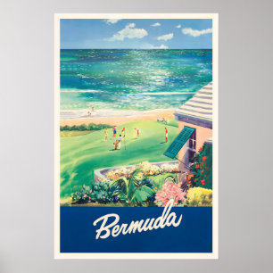 Poster Cartaz de Viagem Antigo das Bermudas - Moldura  Se