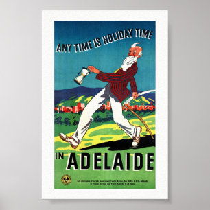 Poster Cartaz de Viagem Antigo de Adelaide Austrália Rest