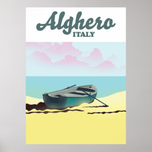 Poster Cartaz de viagem antigo de Alghero Itália