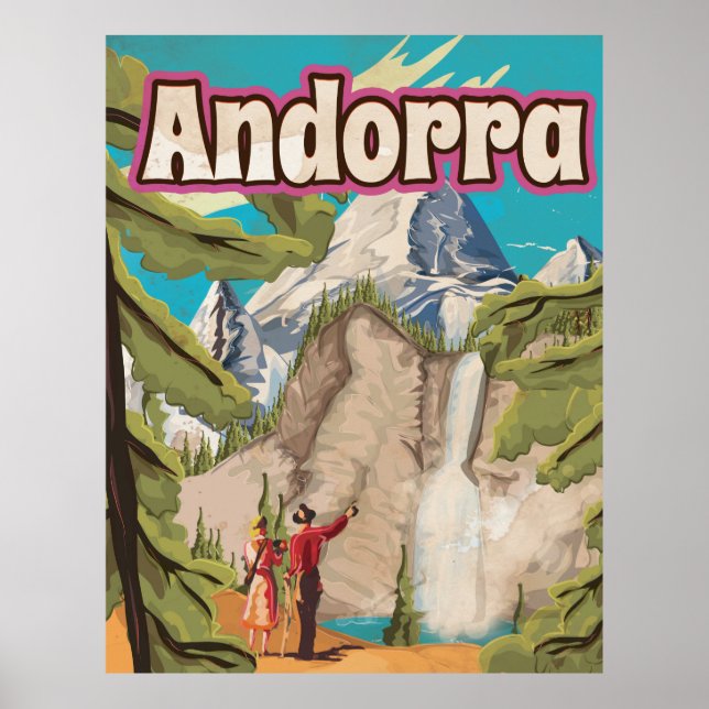 Póster Cartaz de Viagem Antigo de Andorra (Frente)