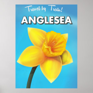 Poster Cartaz de viagem antigo de Anglesea em cartoon
