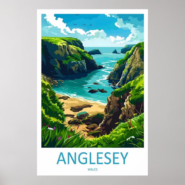 Poster Cartaz de Viagem Antigo de Anglesey Parque Naciona (Frente)