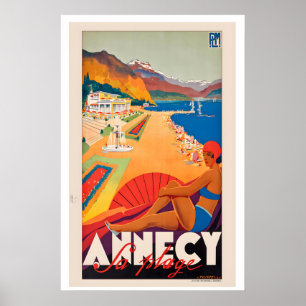 Poster Cartaz de Viagem Antigo de Annecy França - Enquadr