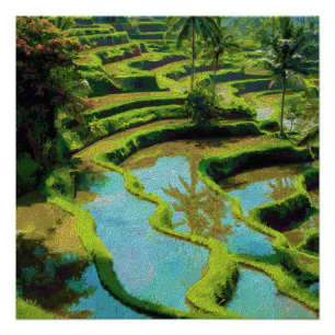 Póster Cartaz de Viagem Antigo de Bali Indonésia