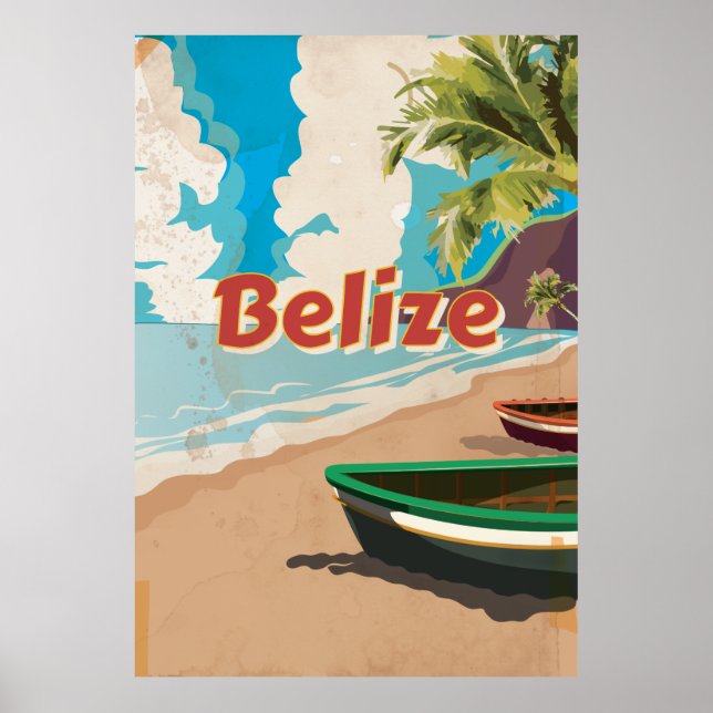 Póster Cartaz de viagem antigo de Belize (Frente)
