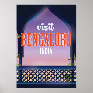 Póster Cartaz de viagem antigo de Bengaluru Índia