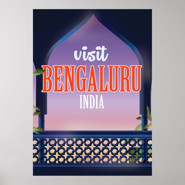 Póster Cartaz de viagem antigo de Bengaluru Índia (Frente)