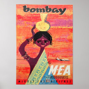 Póster Cartaz de Viagem Antigo de Bombaim