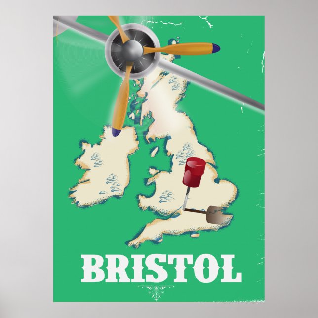 Póster cartaz de viagem antigo de Bristol (Frente)