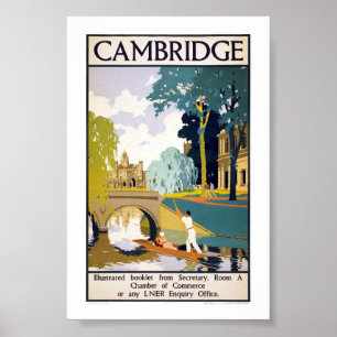 Poster Cartaz de Viagem Antigo de Cambridge Restaurado