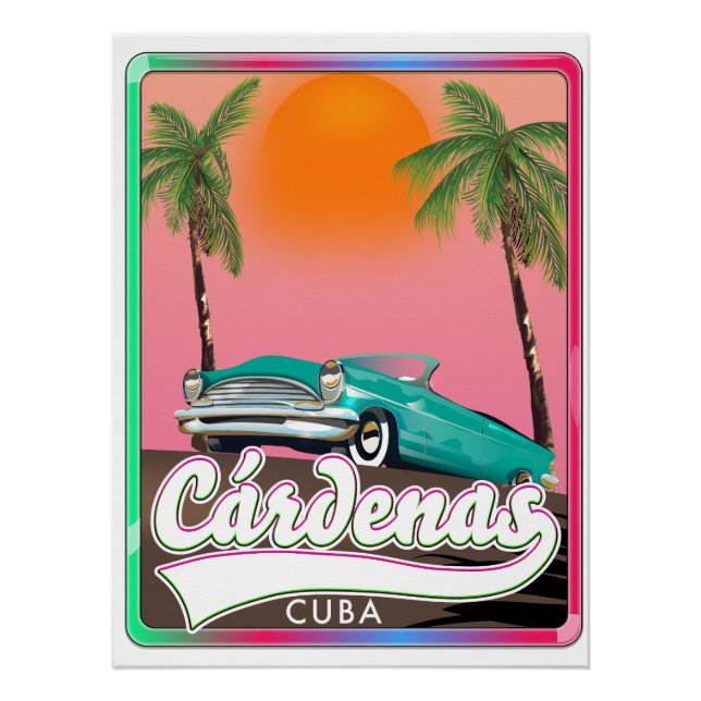 Póster Cartaz de viagem antigo de Cárdenas Cuba (Frente)