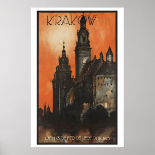 Poster Cartaz de Viagem Antigo de Cracóvia Polônia - Enqu