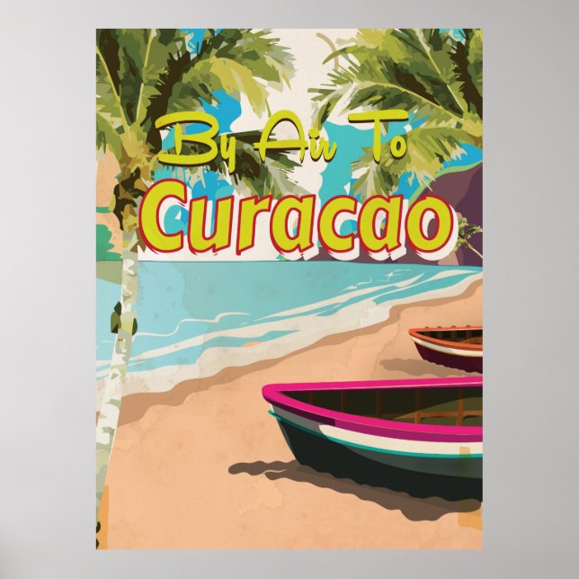 Póster Cartaz de Viagem Antigo de Curaçao (Frente)