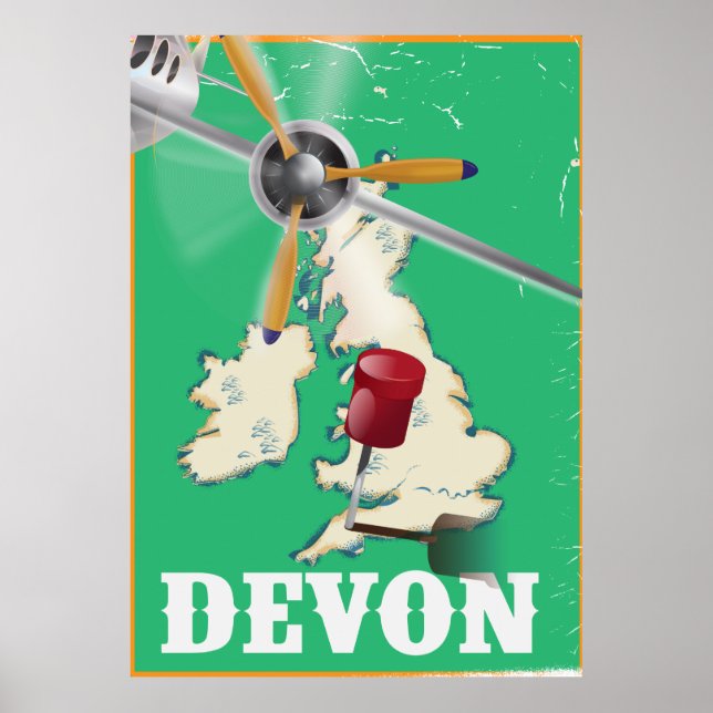 Póster cartaz de viagem antigo de Devon (Frente)
