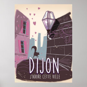 Póster Cartaz de viagem antigo de Dijon França