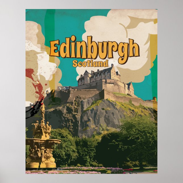 Póster Cartaz de Viagem Antigo de Edimburgo (Frente)