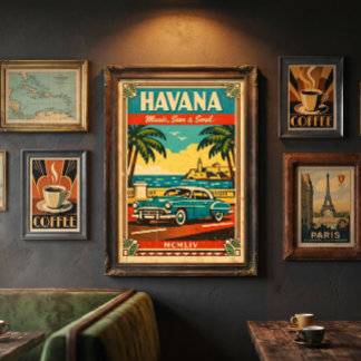 Poster Cartaz de Viagem Antigo de Havana – Arte de Parede