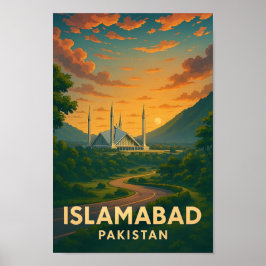 Poster Cartaz de Viagem Antigo de Islamabad Paquistão