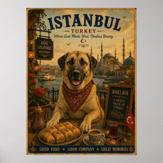 Poster Cartaz de Viagem Antigo de Kangal em Istambul