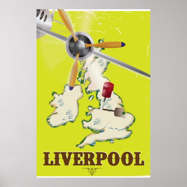 Póster Cartaz de Viagem Antigo de Liverpool (Frente)