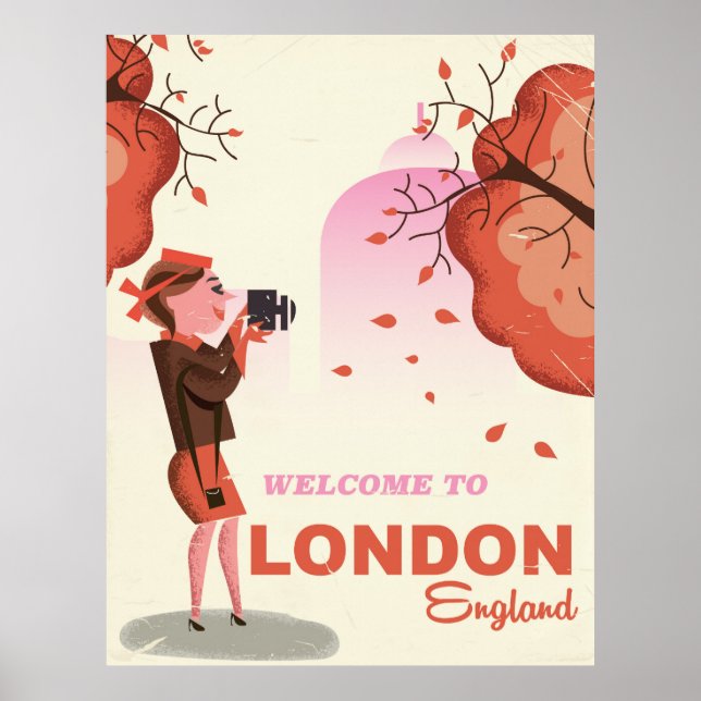 Póster Cartaz de viagem antigo de Londres, Inglaterra (Frente)