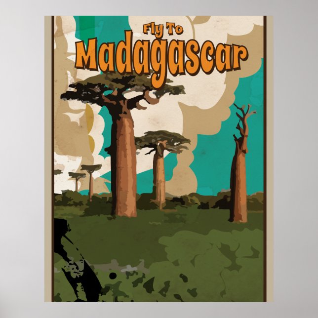 Póster Cartaz de Viagem Antigo de Madagascar (Frente)