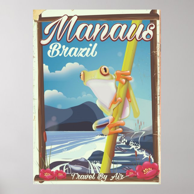 Póster Cartaz de viagem antigo de Manaus Brasil (Frente)