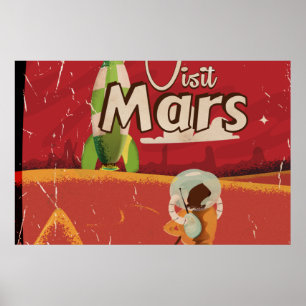 Póster Cartaz de Viagem Antigo de Marte