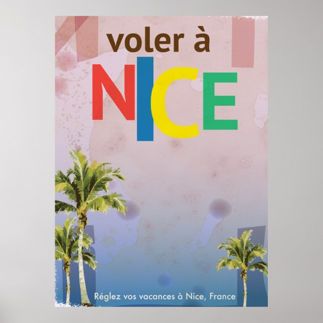 Póster Cartaz de viagem antigo de Nice, França (Frente)