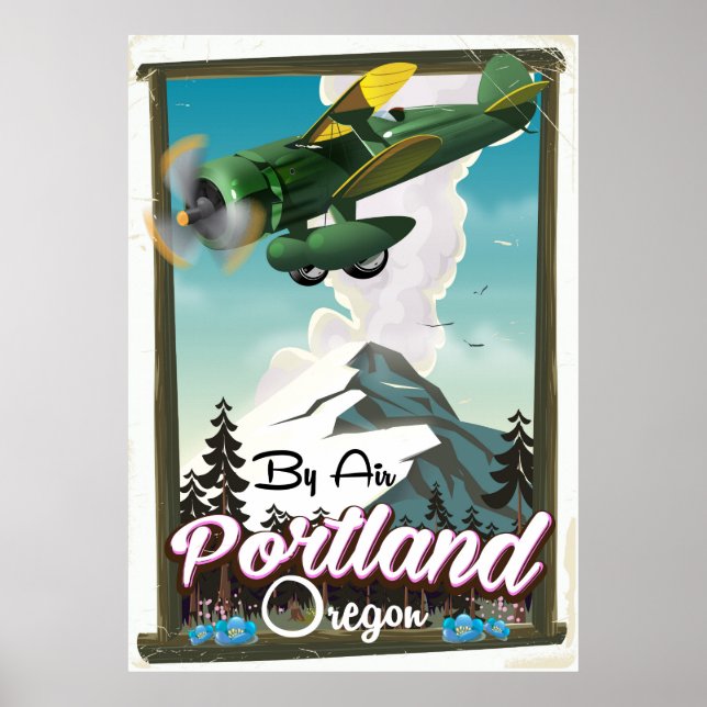 Póster Cartaz de viagem antigo de Portland, Oregon (Frente)