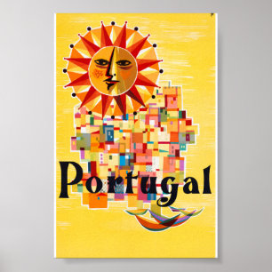 Poster Cartaz de Viagem Antigo de Portugal Restaurado