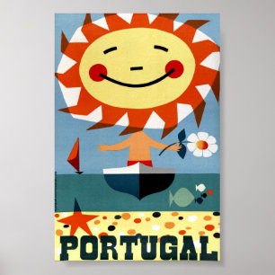 Póster Cartaz de Viagem Antigo de Portugal Restaurado