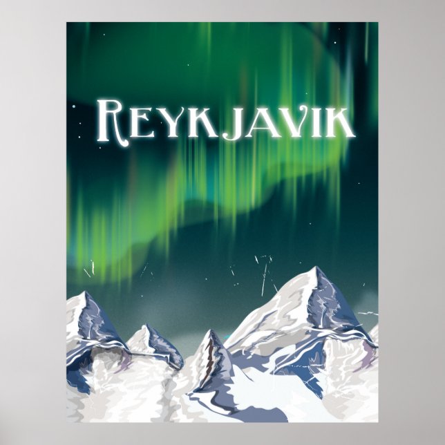 Poster Cartaz de Viagem Antigo de Reiquiavique (Frente)