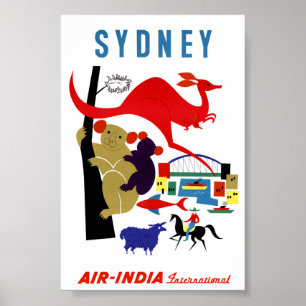 Póster Cartaz de Viagem Antigo de Sydney Restaurado