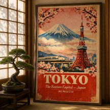 Cartaz de Viagem Antigo de Tóquio Japão – Arte de