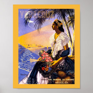 Poster Cartaz de Viagem Antigo de Veracruz México Restaur