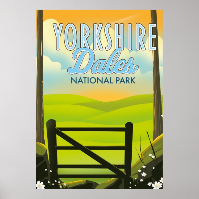 Poster cartaz de viagem antigo de Yorkshire dales (Frente)